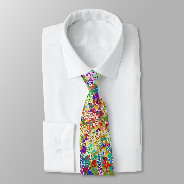 Colourfully Dots Spirals Hand Painting 2 Tie (Tied)