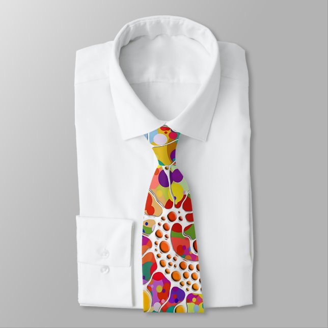Colourfully Dots Spirals Hand Painting 2 Tie (Tied)