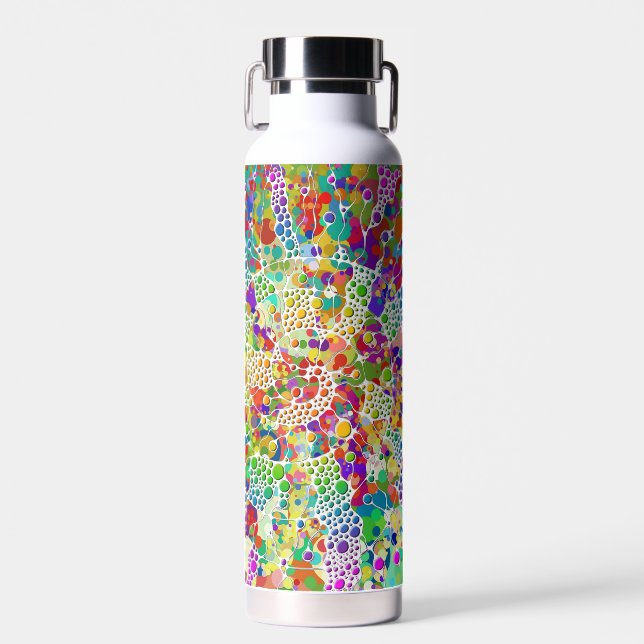 Colourfully Dots Spirals Hand Painting 2 Water Bottle (Front)