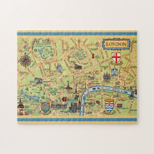 Colourfully Illustrated Map of London England Jigsaw Puzzle