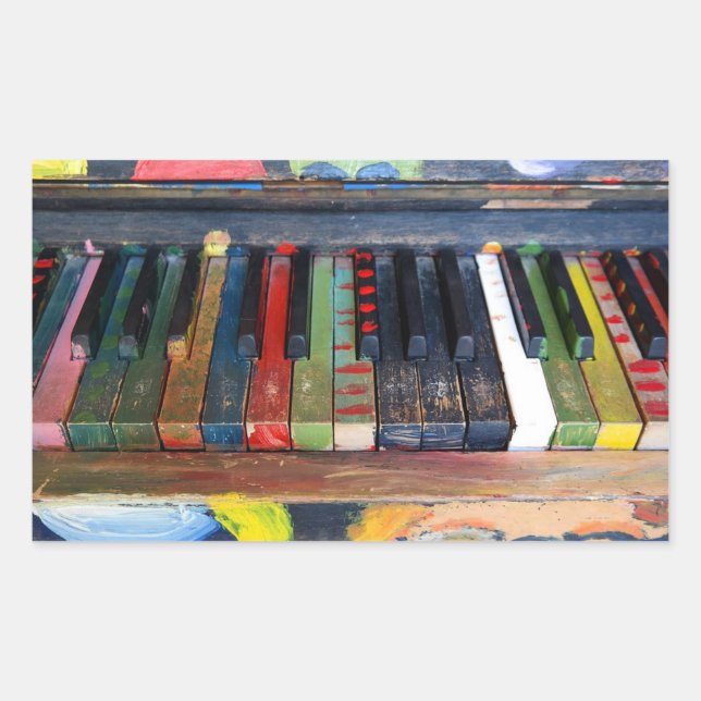 Colourfully Painted Piano Keys Sticker (Front)