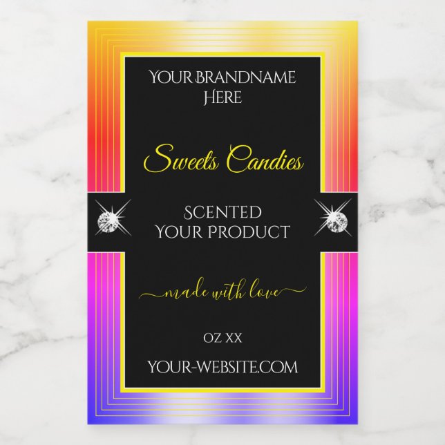 Colourfully Rainbow Black Brilliants Product Label (Single Label)