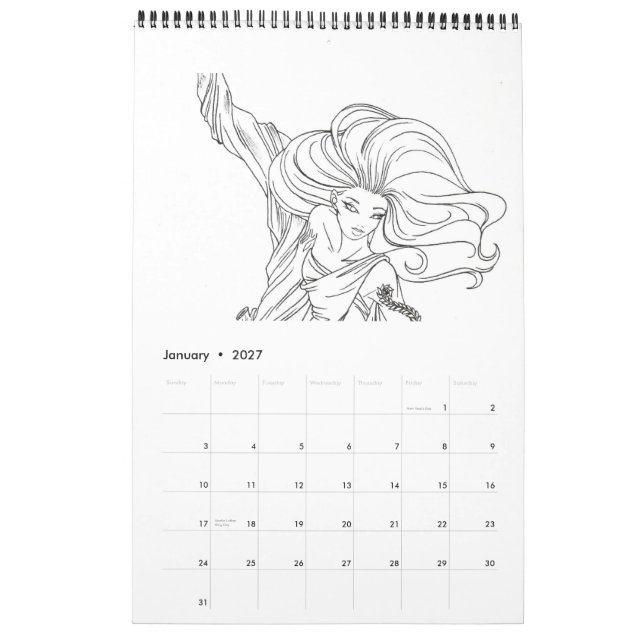 Colouring Book Calendar (Jan 2027)