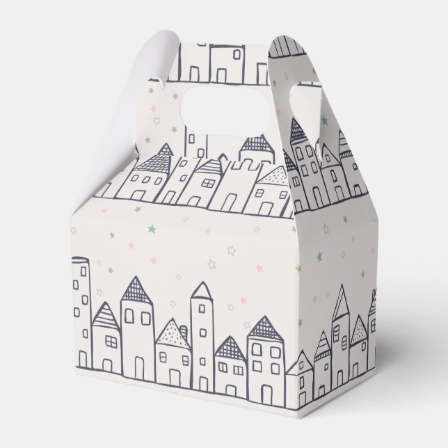 Colouring Book Christmas Village in the Snow Favour Box (Front Side)