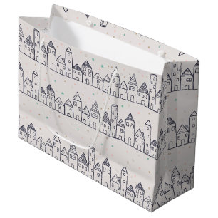 Colouring Book Christmas Village in the Snow Large Gift Bag