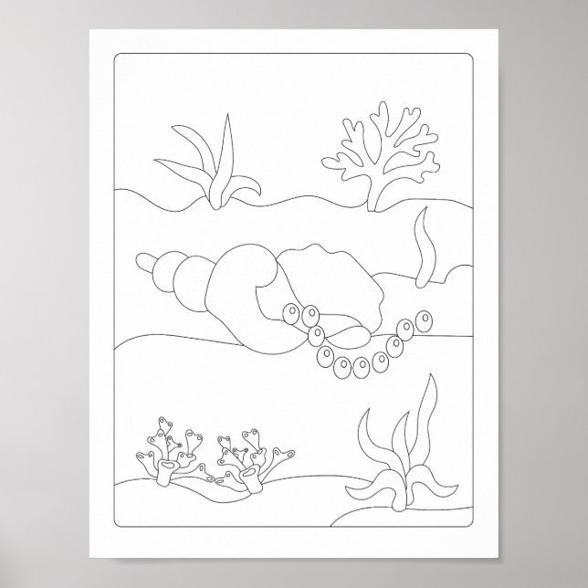  Colouring book  Cute Little Shell Antistress    Poster (Front)