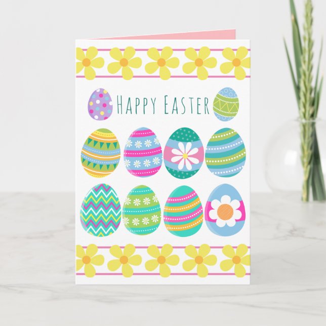 Colouring Easter Eggs Greeting Card (Front)