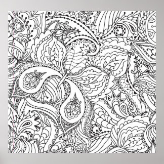 Colouring Flower Art New Design Floral Aesthetic F Poster