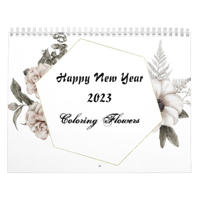 Colouring for Adult Flowers 2023, Colour your own Calendar (Cover)