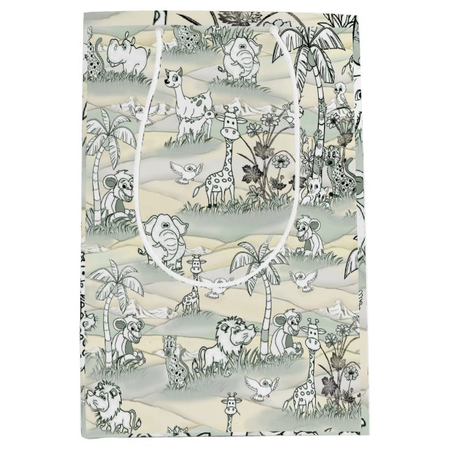 Colouring-in line-drawing Art Medium Gift Bag (Front)