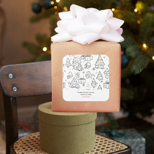 Colouring Outline Of Christmas Square Sticker