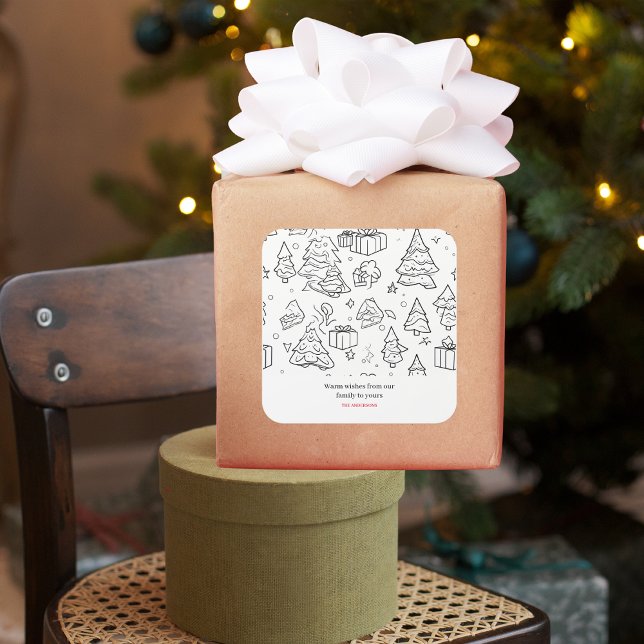 Colouring Outline Of Christmas Square Sticker (Creator Uploaded)