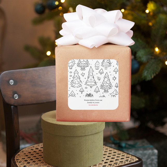 Colouring Outline Of Christmas Square Sticker (Creator Uploaded)