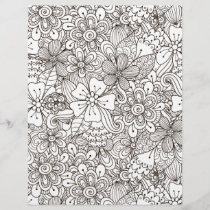 Colouring Page Bouquet of Flowers Scrapbook Paper