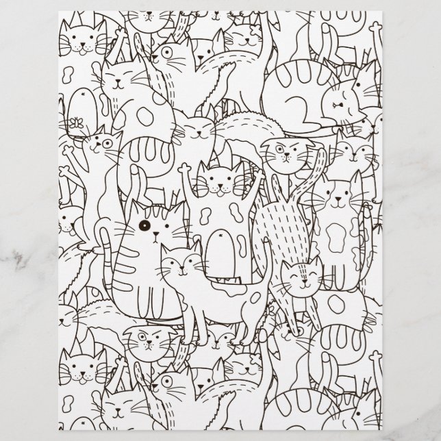 Colouring Page Cat's Meow Scrapbook Paper (Front)