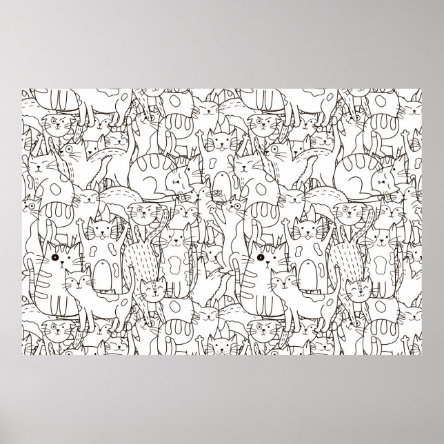 Colouring Page Cat's Meow Scrapbook Paper Poster (Front)