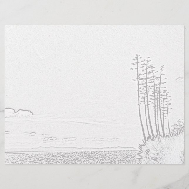 Colouring Page - Century Plant over Ocean (Front)