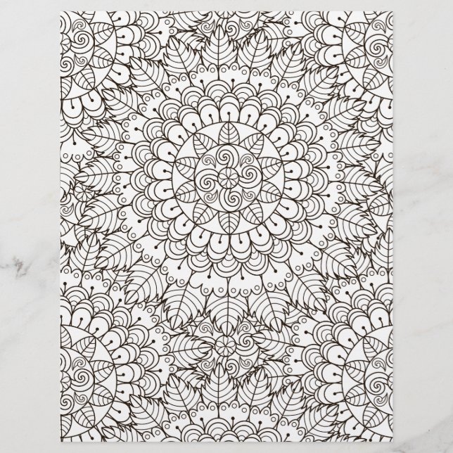 Colouring Page Daisy Leaves Scrapbook Paper (Front)