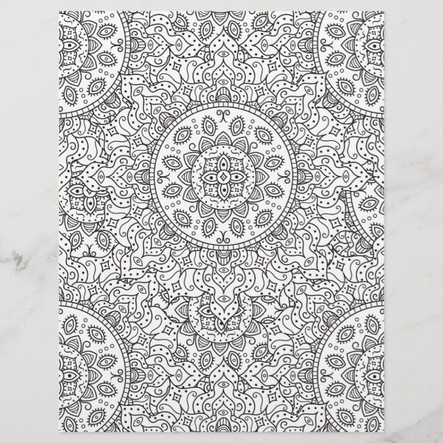 Colouring Page Eastern Abstract Scrapbook Paper (Front)