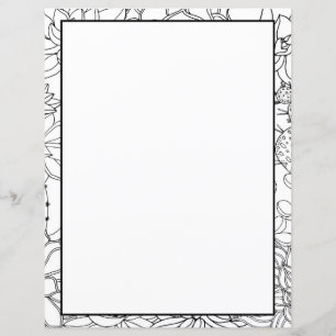 Colouring Page Floral Two Sides Stationery Sheets