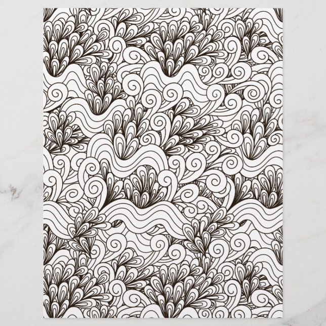 Colouring Page Loops & Curlicues Scrapbook Paper (Front)