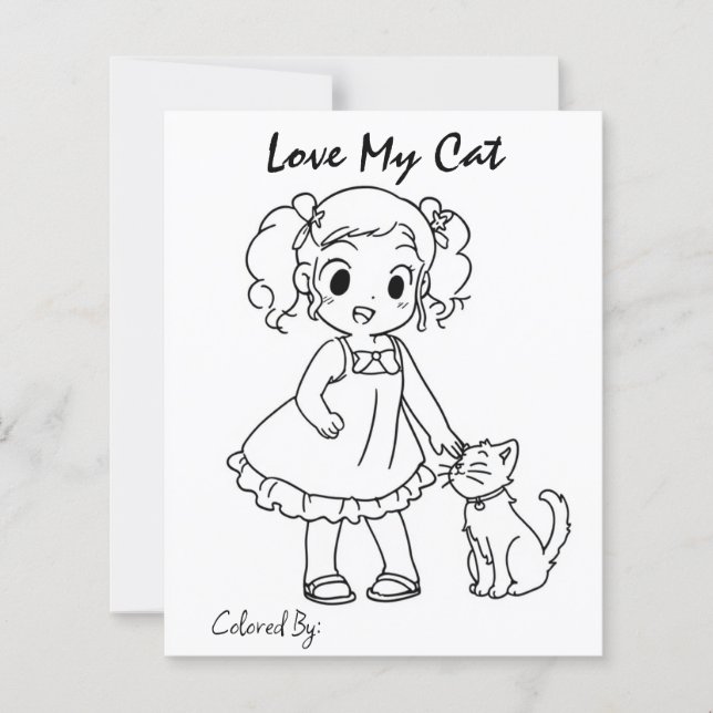 colouring page. love my cat. personalise (Front)
