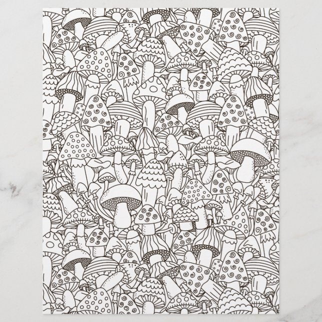 Colouring Page Mushroom Mania Scrapbook Paper (Front)