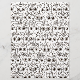Colouring Page Owl Eyes Scrapbook Paper