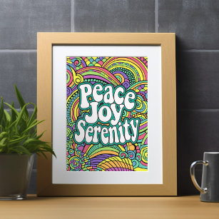 Colouring Page Peace Joy Serenity Abstract Pattern Holiday Card