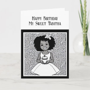 Colouring Page   Personalised Girl's Birthday Card