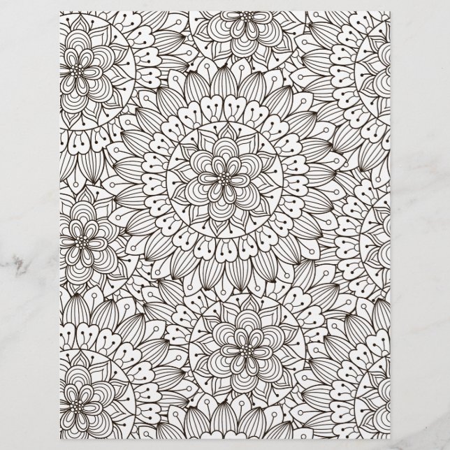 Colouring Page Petals Abstract Scrapbook Paper (Front)