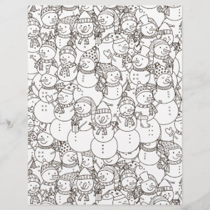 Colouring Page Smiling Snowmen Scrapbook Paper