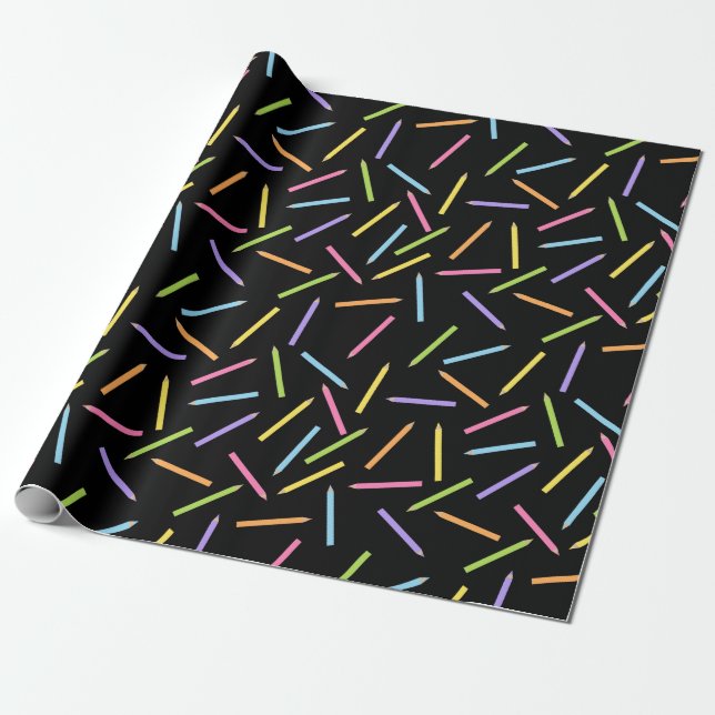 Colouring Pencils Black Wrapping Paper (Unrolled)