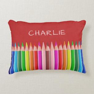 Colouring Pencils custom name kids' throw pillow