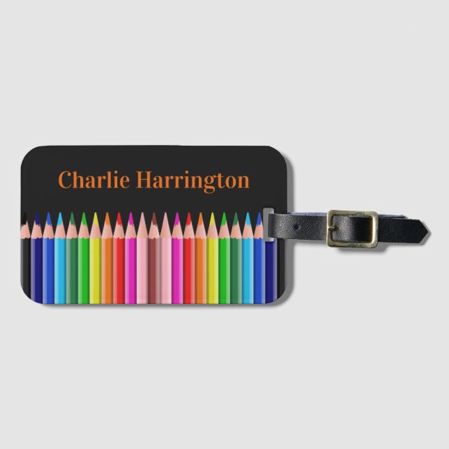 Colouring Pencils custom name Luggage Tag (Front Horizontal)