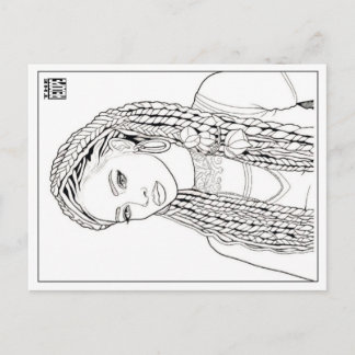 Colouring Post Card | Girl With Da Braidz