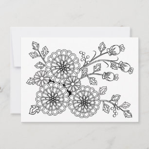 Colouring Postcard Fancy Floral Design