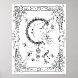 Colouring Poster "MrsDee's Fly Me To The Moon Art"