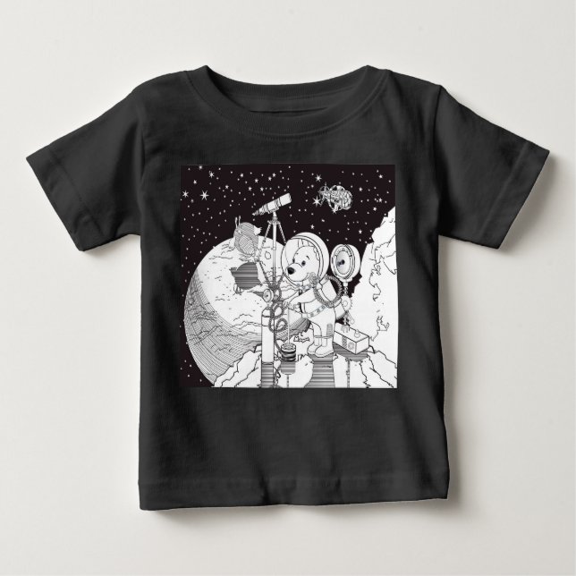 Colouring space with an astronaut puppy baby T-Shirt (Front)