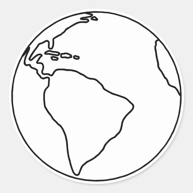 Colouring Sticker - Black Outline Earth Sketch (Front)