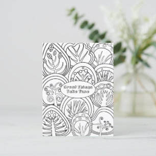Colouring Zen Doodle Trees Custom Text Unique Fun  Postcard