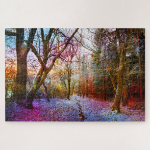 Colourized Forest Winter Landscape Jigsaw Puzzle