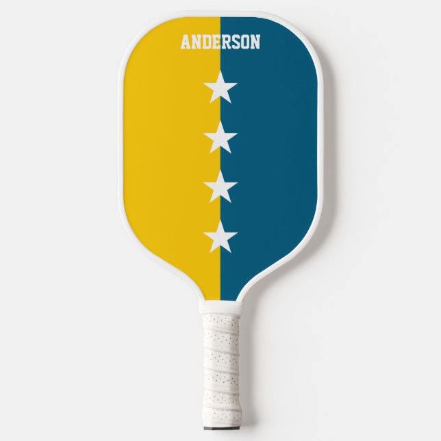 Colours Blue & Maize Yellow Monogram  Pickleball Paddle (Front)