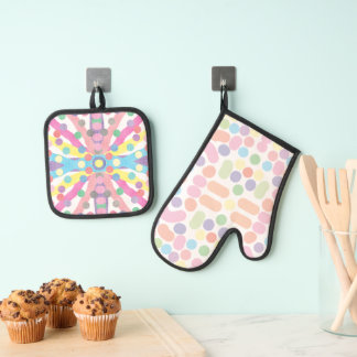 colours dot  oven mitt & pot holder set