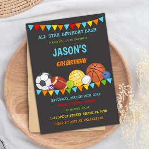 Colours Flags Sports Birthday Invitations