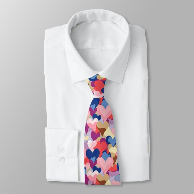 Colours Heart Pattern Tie (Tied)