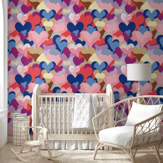 Colours Heart Pattern Wallpaper (Kids)