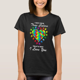 Colours Heart Puzzle Pieces Autistic Kids Autism A T-Shirt