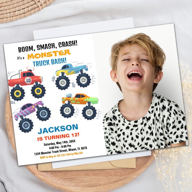 Colours Monster Truck Birthday Invitations Photo (Colours Monster Truck Birthday Invitations Photo)