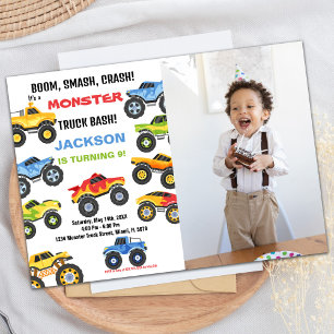 Colours Monster Truck Birthday Invitations Photo